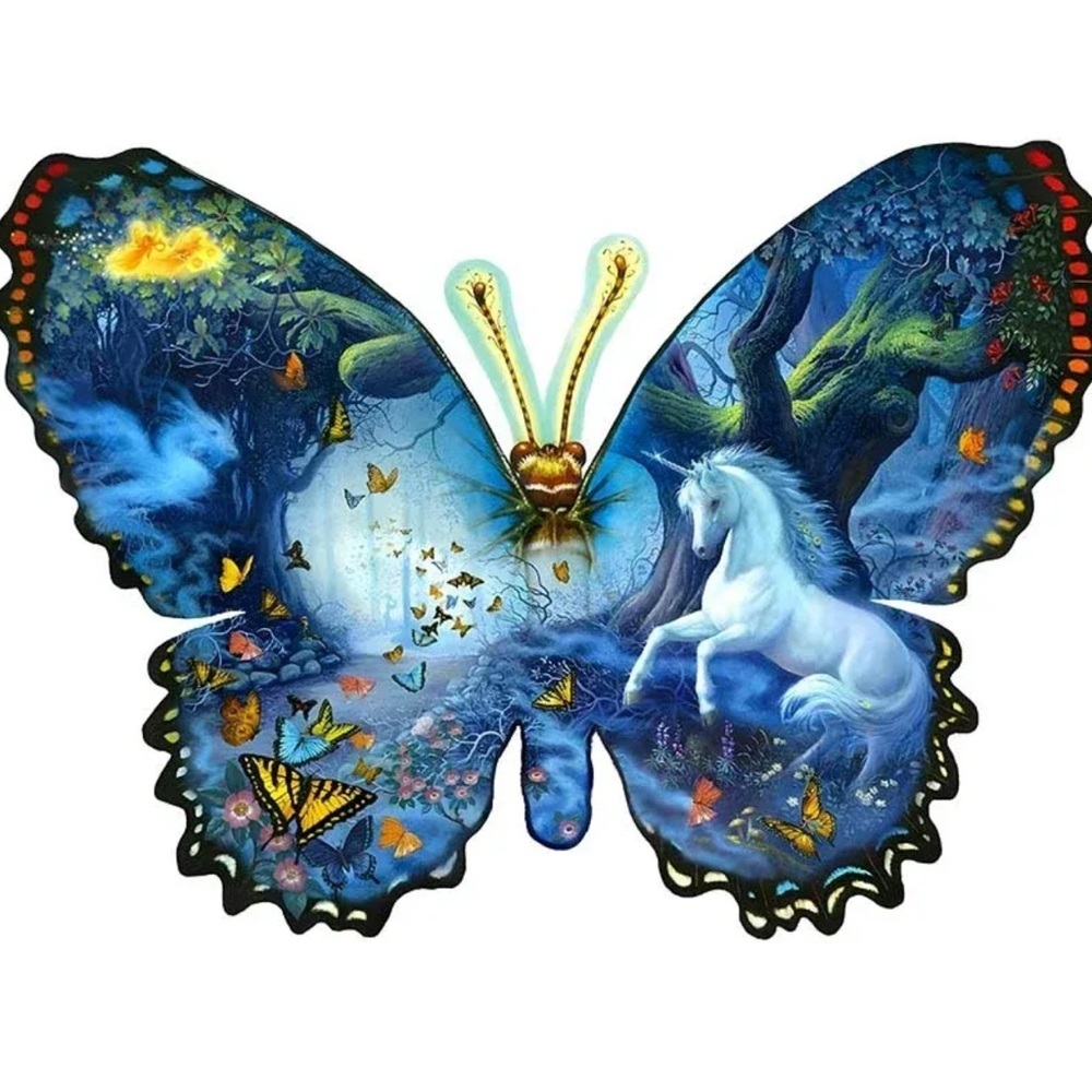 Blue Butterfly Wooden Puzzle designB
